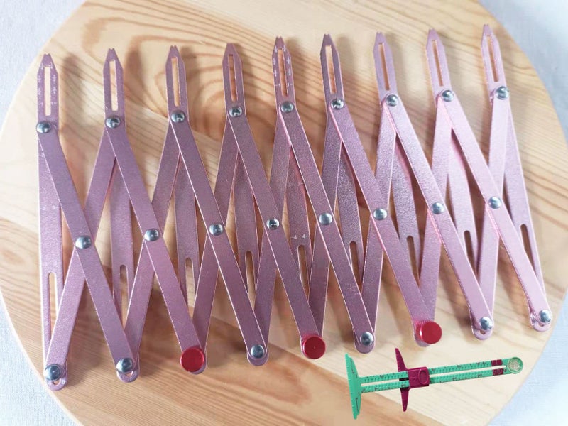 HONEYSEW Aluminum Expanding Sewing Gauge Button Guide Spacing Device 5in1 Sliding Gauge Measuring Sewing Tool Set Rose Gold