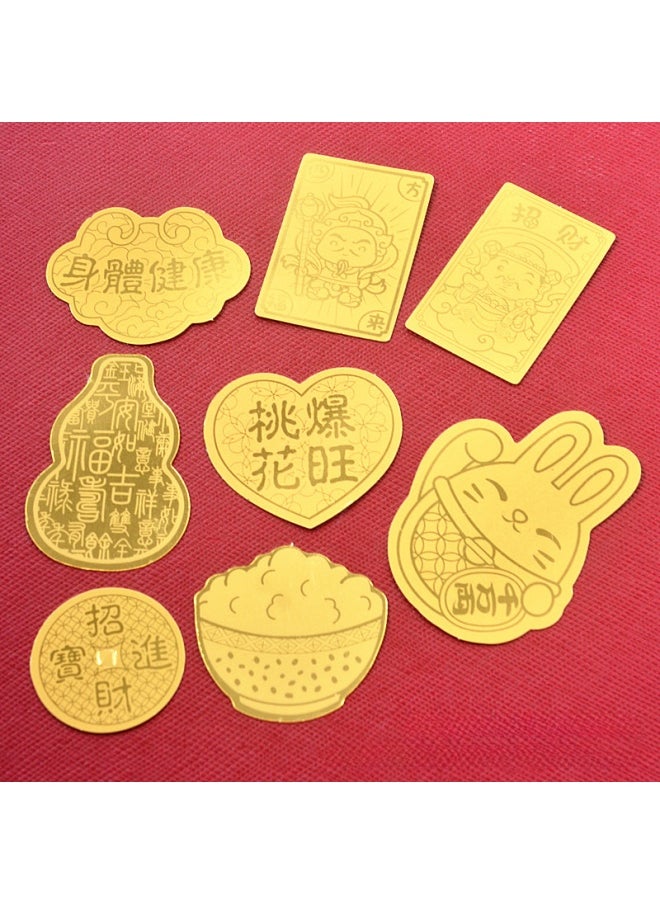 Generic - Foil Fortune Cat Gourd Shaped Healthy Body Wealth Attracting Talismans Rice God Explosion Mobile Phone Stickers Creative Decals-Specifications Support Image Upload:Ping An Paste + Opp Bag - Image 1