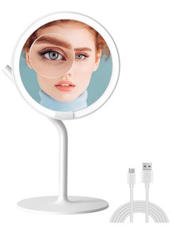 AMIRO Rechargeable Lighted Makeup Mirror, 8'' LED Portable Vanity Mirror with Light, 5-Level Brightness Touch Screen Control Memory Function 180° Rotation Detachable 5X Magnification Pocket Mirror White - pzsku/Z6A8016303C76E4267CEBZ/45/_/1738867393/317caedc-4698-4e7c-b6c0-88b91585f7a4