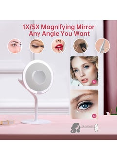 AMIRO Rechargeable Lighted Makeup Mirror, 8'' LED Portable Vanity Mirror with Light, 5-Level Brightness Touch Screen Control Memory Function 180° Rotation Detachable 5X Magnification Pocket Mirror White - pzsku/Z6A8016303C76E4267CEBZ/45/_/1738867395/65d5ef8b-151a-42da-823e-93a77325c781