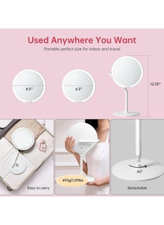 AMIRO Rechargeable Lighted Makeup Mirror, 8'' LED Portable Vanity Mirror with Light, 5-Level Brightness Touch Screen Control Memory Function 180° Rotation Detachable 5X Magnification Pocket Mirror White - pzsku/Z6A8016303C76E4267CEBZ/45/_/1738867404/abea5ebe-5eec-4ccb-99de-5eb4867ec20a