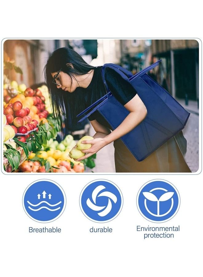 GGEROU حقيبة تسوق قابلة لإعادة الاستخدام، أكياس فرز العربات، عبوة من 4 أكياس بقالة غير منسوجة لعربات التسوق في السوبر ماركت، (حقيبة عازلة) - Image 2