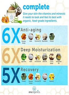 Era Organics Face Moisturizer Cream - Advanced Moisturizing 12-In-1 Dry Skin Cream With Superfood Manuka Honey, Hyaluronic Acid & More To Restore Dry, Sensitive Skin On Face, Neck, Hands.  - Image 2