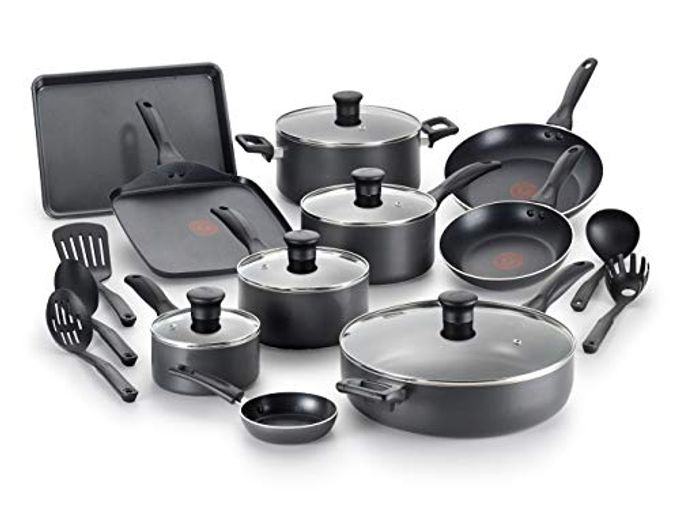 T-fal Everything In Kitchen Total Nonstick Diswasher Safe Pots And Pans Cookware Set, 20-Pc, Black - Image 4