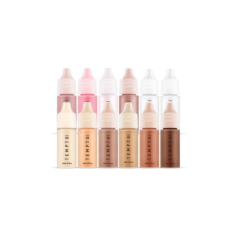 Temptu TEMPTU SB SiliconeBased Airbrush Foundation Blush Highlighter Set LongWear Makeup Buildable Coverage Healthy Hydrated Glow Luminous Dewy Finish for All Skin Types 12 Shades