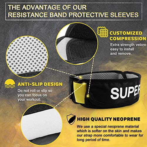 Supertrip Resistance Loop Bands with Protective Sleeves Booty Bands for Women Men 2 Pack Latex Resistance Bands and 1 Pair Non-Slip Functional Sleeves Nylon Webbing Neoprene Padding - Image 2
