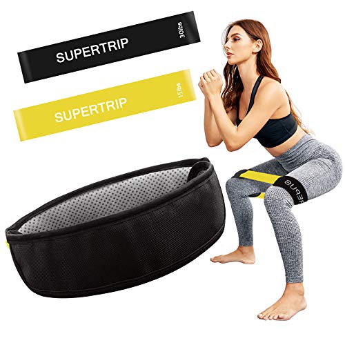 Supertrip Resistance Loop Bands with Protective Sleeves Booty Bands for Women Men 2 Pack Latex Resistance Bands and 1 Pair Non-Slip Functional Sleeves Nylon Webbing Neoprene Padding - Image 1
