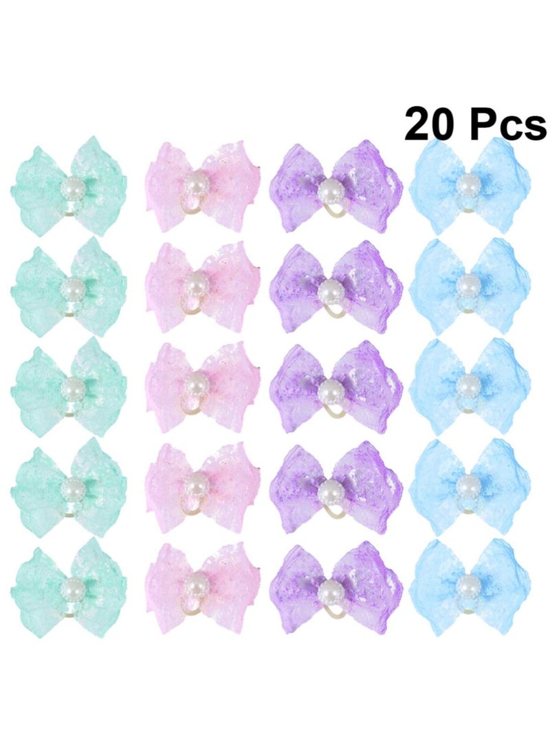 Zikra Dog Bows, Suntown Adorable Rubber Hair Band, Dog Bowknot Headwear for Pet Puppy Dog Cat Grooming Accessories Beautiful Handcrafted Bowtie Pet Dog and Cat Adjustable Bow Tie (20pcs) - Image 2