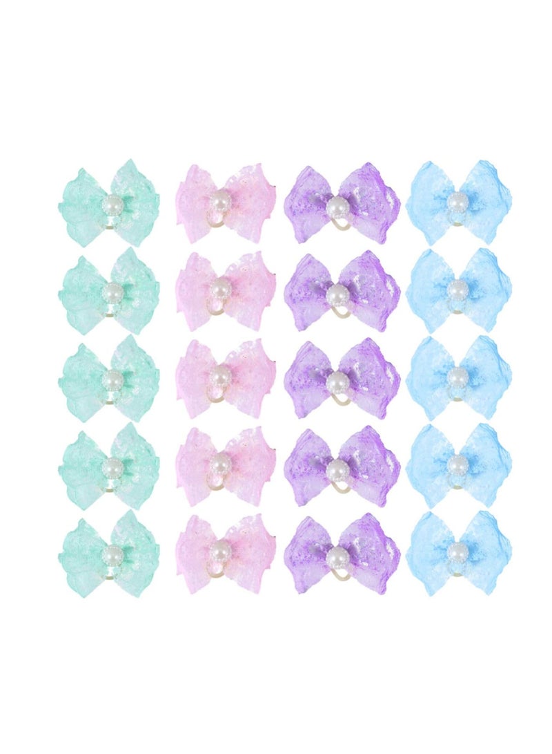 Zikra Dog Bows, Suntown Adorable Rubber Hair Band, Dog Bowknot Headwear for Pet Puppy Dog Cat Grooming Accessories Beautiful Handcrafted Bowtie Pet Dog and Cat Adjustable Bow Tie (20pcs) - Image 1