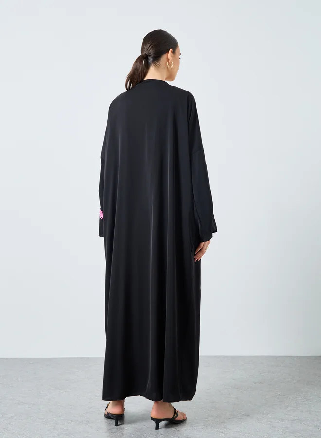تايك تو Take Two Embroidered Butterfly Open Front Abaya
