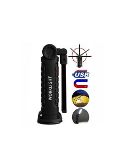 1-Piece Portable LED Work Light,USB Rechargeable Lamp with Magnetic Base Using Emergency,Collapsible Led Flashlight Torch for Car Repair Camping Home,Colour Black
