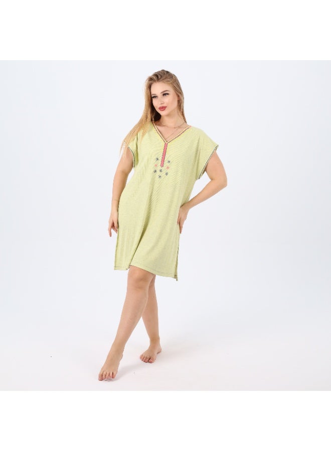zecotex  Women's Cotton Nightdress with V-Neck & Delicate Embroidery – Soft & Comfortable – Available in Plus Sizes  - Image 2