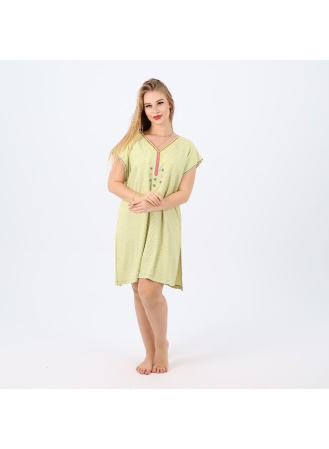 zecotex  Women's Cotton Nightdress with V-Neck & Delicate Embroidery – Soft & Comfortable – Available in Plus Sizes  - Image 1