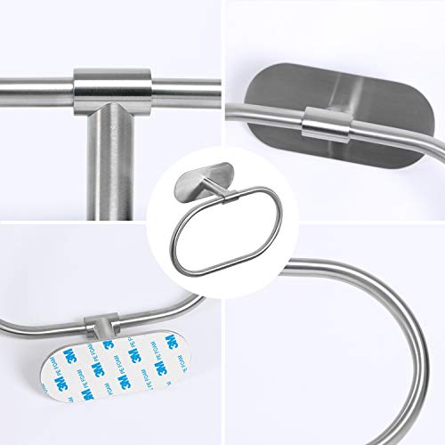 HouseAid Self Adhesive Towel Ring for Bathroom, Stainless Steel Adhesive Hand Towel Holder, No Drilling Modern Hand Towel Hanger, Brushed Nickel - Image 3