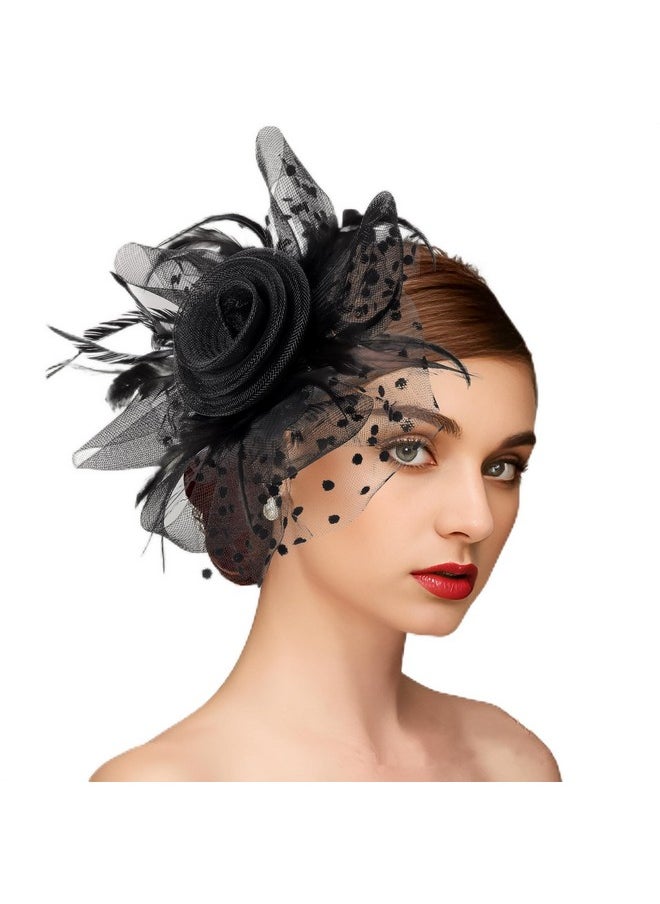 Zifengcer - Fascinator Headband,Fascinators Hats For Women，Cocktail And Party Fascinator Hair Clip With Feathers, Flowers And Mesh,Kentucky Derby Hats For Women Headband - Image 1