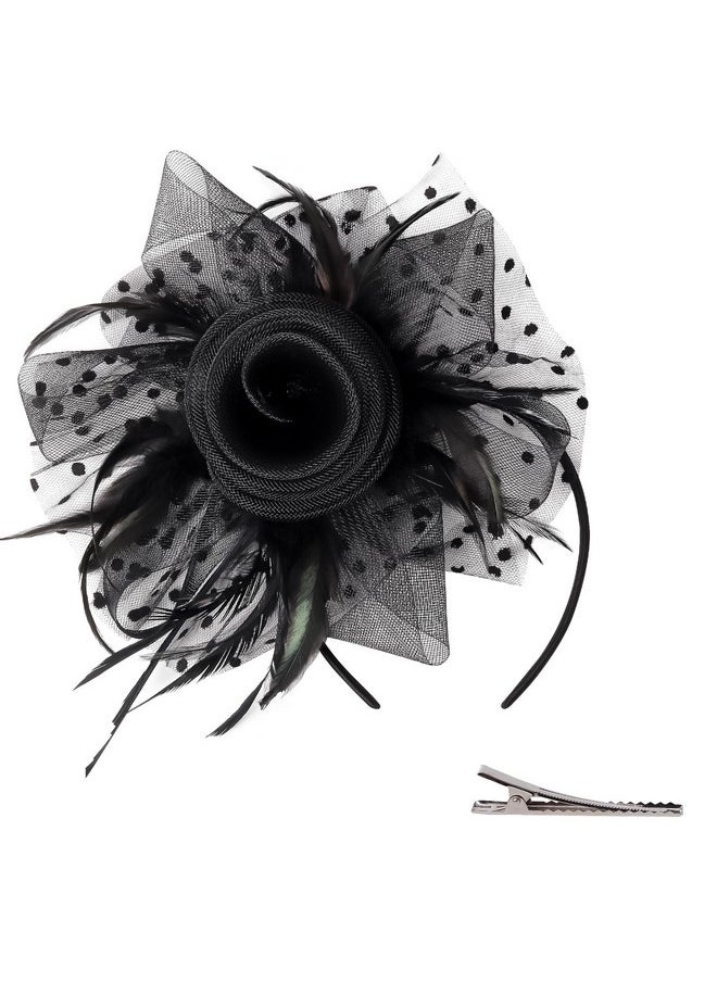 Zifengcer - Fascinator Headband,Fascinators Hats For Women，Cocktail And Party Fascinator Hair Clip With Feathers, Flowers And Mesh,Kentucky Derby Hats For Women Headband - Image 1