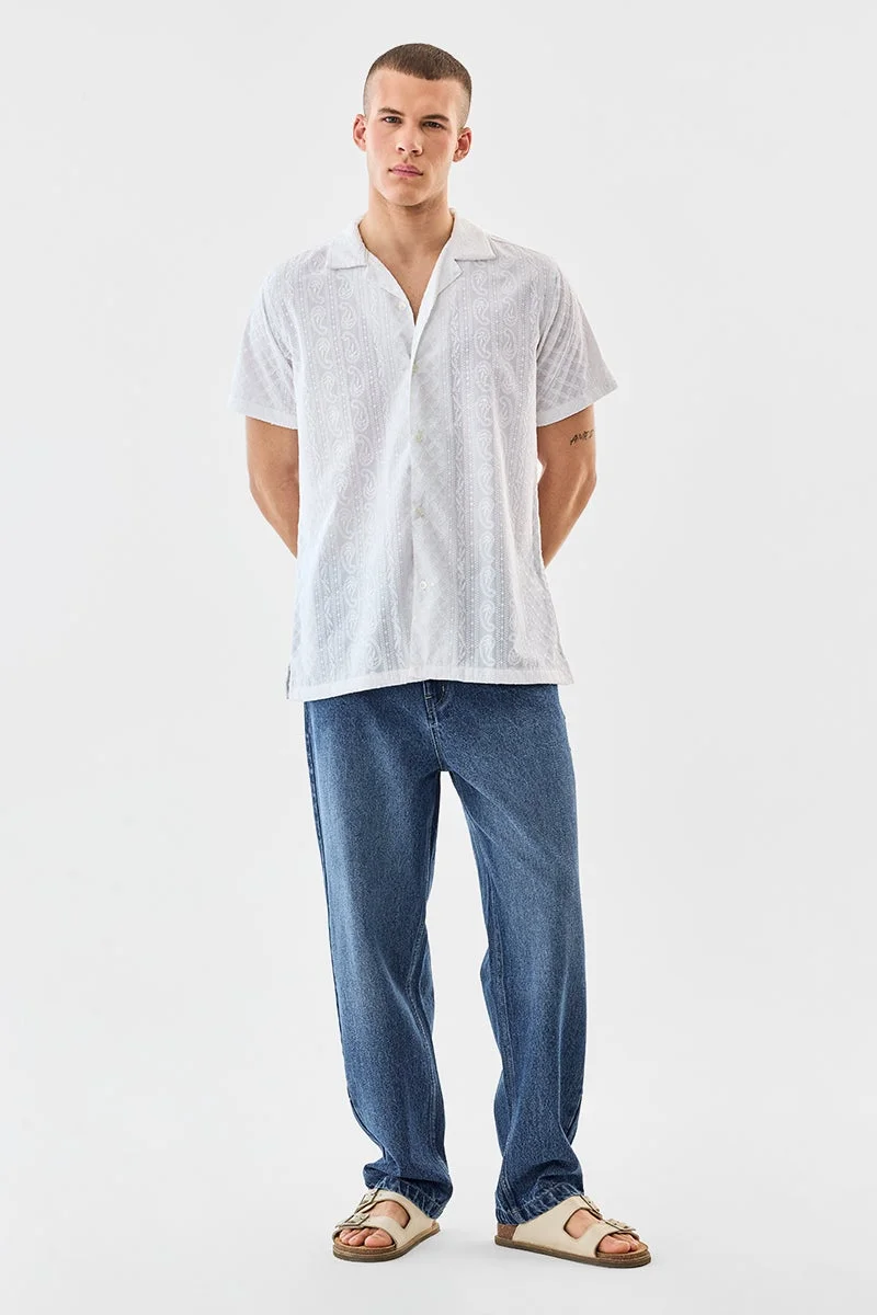 سنيتش قميص فيسكوز مطرز بقصة واسعة