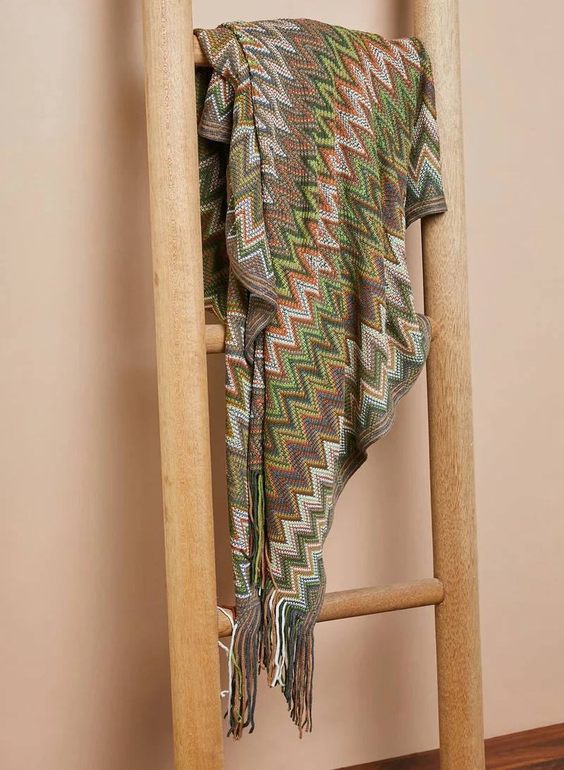 AURORA Zigzag Printed Woven Blanket 127X152Cm