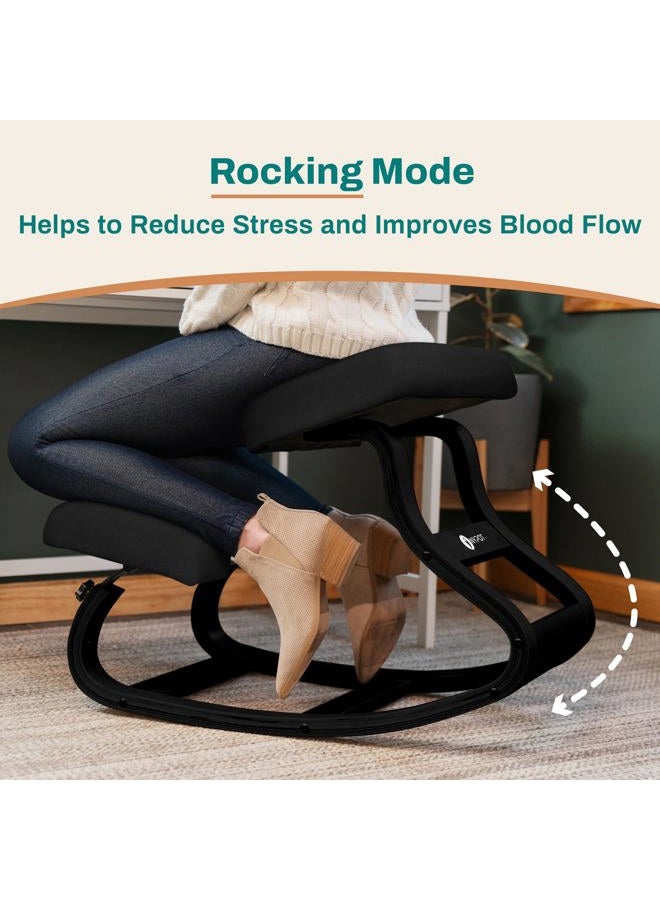 NYPOT Ergonomic Kneeling Chair with Adjustable Seats - Knee Chair for Posture Correction & Kneel Rocking Stool for Desk - Back Pain Relief and Support for Home and Office (Modern, Total Black) - Image 5