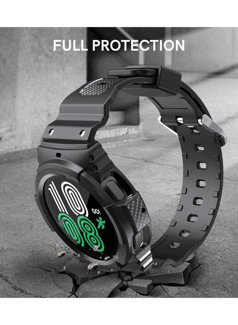 SOLARAE Band with Case Compatible with Galaxy Watch 5 44mm, for Galaxy Watch 4 44mm Band with Case, Shockproof Sport Watch Band TPU Replacement Strap - Image 3