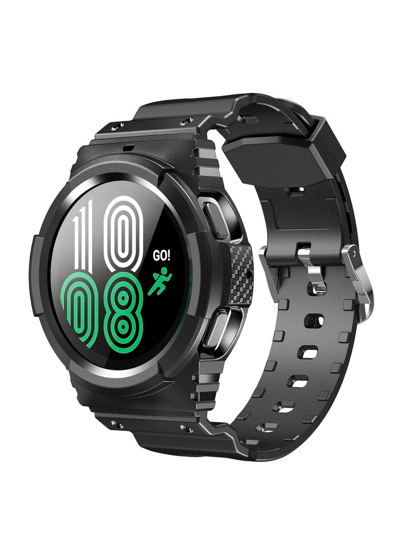 SOLARAE Band with Case Compatible with Galaxy Watch 5 44mm, for Galaxy Watch 4 44mm Band with Case, Shockproof Sport Watch Band TPU Replacement Strap - Image 1