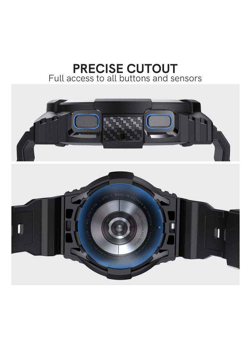 SOLARAE Band with Case Compatible with Galaxy Watch 5 44mm, for Galaxy Watch 4 44mm Band with Case, Shockproof Sport Watch Band TPU Replacement Strap - Image 4