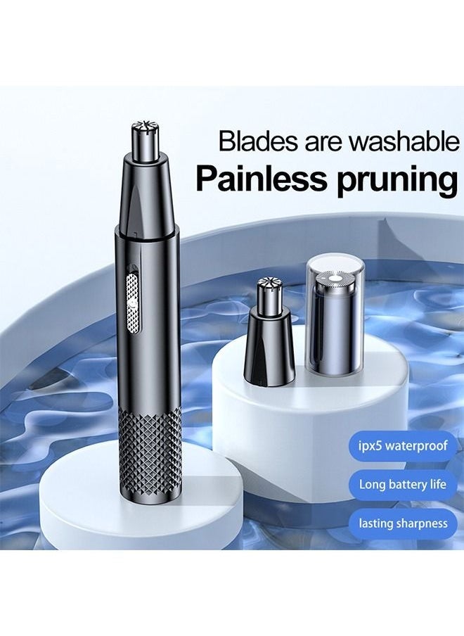 Rechargeable Ear and Nose Hair Trimmer, Professional Painless Eyebrow and Facial Hair Trimmer for Men Women, Powerful Motor and Dual Edge Blades Trimmer (Black) - Image 2