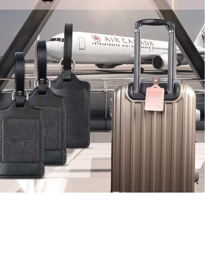 Luggage Tags, 3 Pack Premium PU Leahter Luggage Tags Privacy, Passport Holder Travel Suitcase Tag Case Organizer, PU Leahter Luggage Tags Privacy Protection Travel Bag Labels Suitcase Tags - Image 2