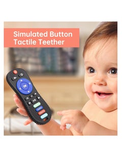 ECVV ECVV 2 Pack Silicone Baby Teething Toys Remote Control Shape Baby Relief Teether BPA Free Remote Teether Chew Toys for Toddlers Infant (Black & Gray)  - Image 5