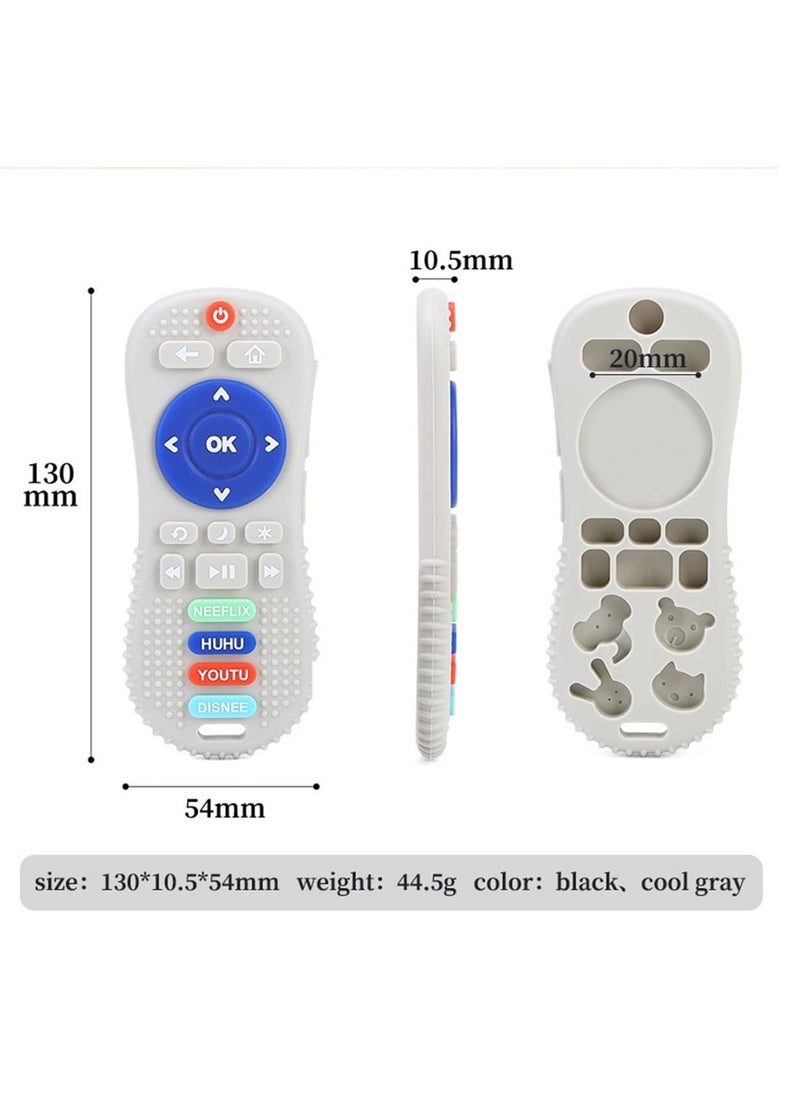 ECVV - ECVV 2 Pack Silicone Baby Teething Toys Remote Control Shape Baby Relief Teether BPA Free Remote Teether Chew Toys for Toddlers Infant (Black & Gray) - Image 1