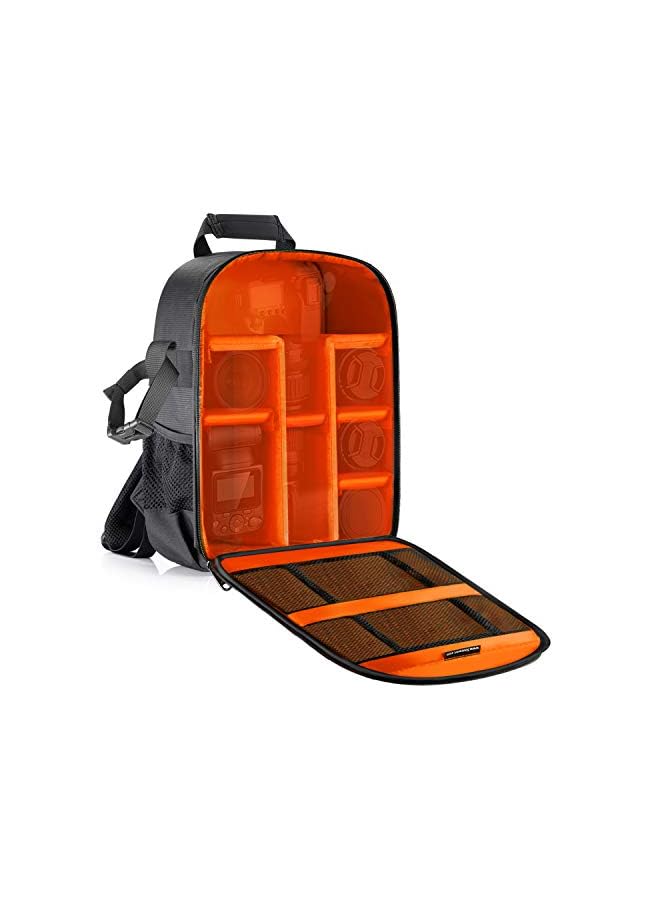 Neewer flexible partition camera padded backpack, bag shock insert protection, for SLR DSLR mirrorless cameras and lenses, flash light, radio releases and other accessories, orange interior - Image 2