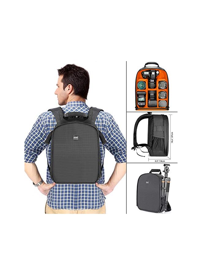 Neewer flexible partition camera padded backpack, bag shock insert protection, for SLR DSLR mirrorless cameras and lenses, flash light, radio releases and other accessories, orange interior - Image 3
