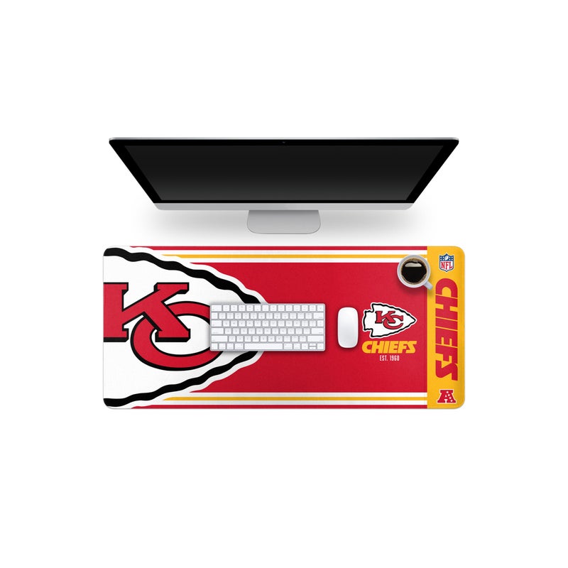 FOCO NFL Official Established Primary Logo Wordmark Home Office Desk Pad Mouse Pad Mat 35" x 16" (Kansas City Chiefs) - Image 1