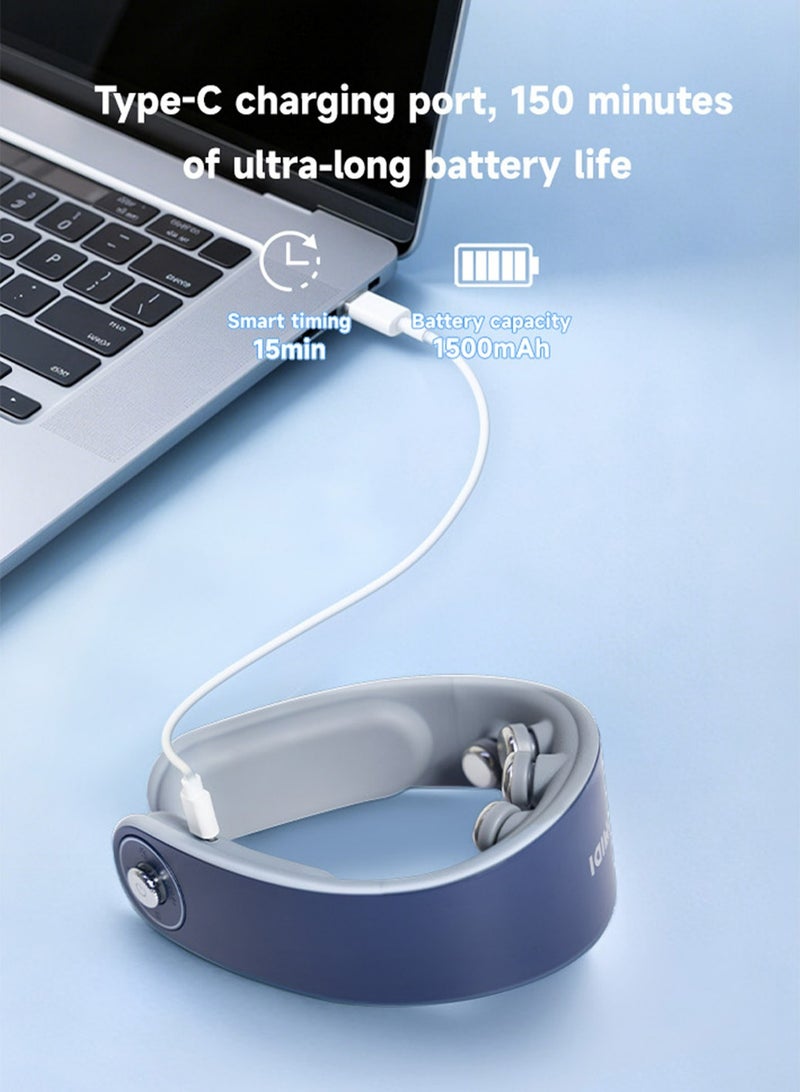 BOMIDI مدلك الرقبة الذكي - مدلك كهربائي ساخن للرقبة والكتفين مع مؤقت تلقائي لمدة 15 دقيقة، بطارية قابلة للشحن بسعة 1500 مللي أمبير، طاقة 5 واط، جهاز محمول لتخفيف الألم والاسترخاء - Image 4