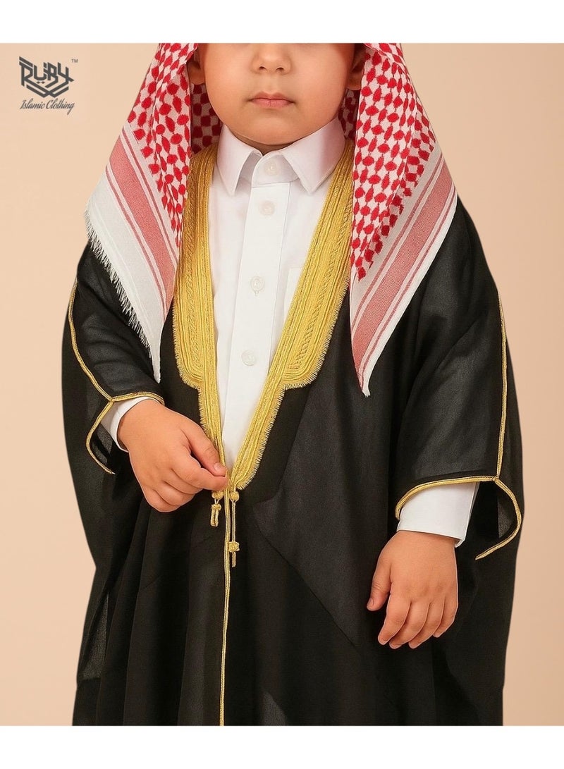 Kids Bisht Robe Muslim Clothes Kimono Loose Abaya Dresses Long Sleeve Embroidered Chiffon Kaftan Casual Formal Dubai Thobe