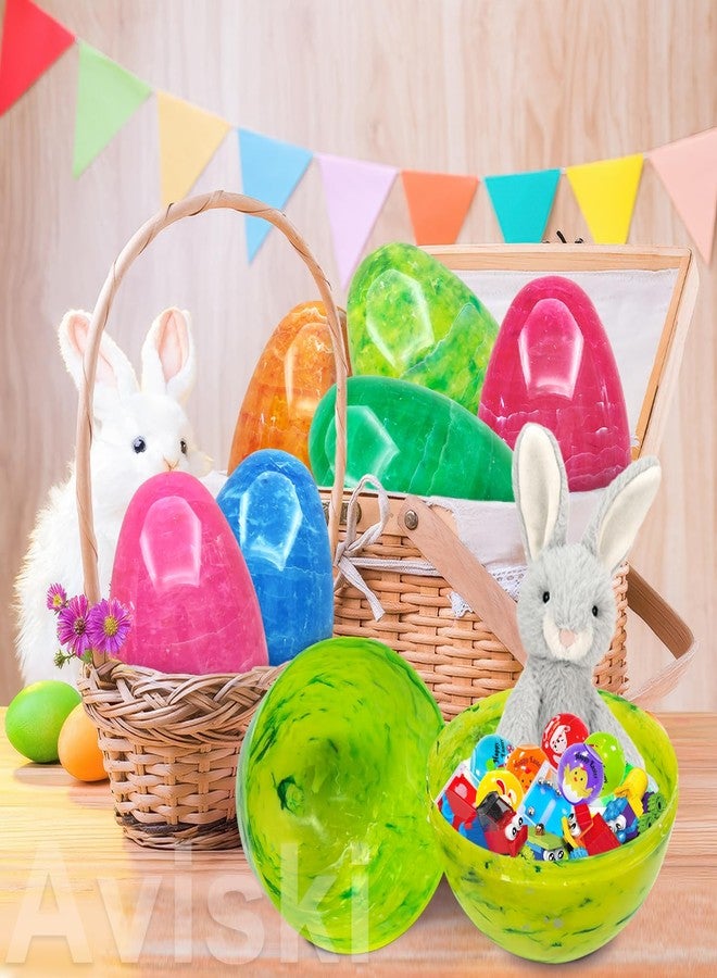 Aviski 6Pcs 7.3" Jumbo Marble-Like Giant Plastic Easter Eggs for Kids Egg Hunt Basket Bag Large Empty Stuffers Fillers, Toys Filling Treats & Easter Theme Party Supplies Favor - Image 4