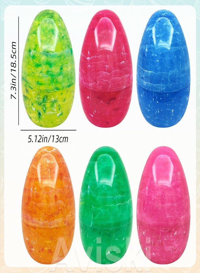 Aviski 6Pcs 7.3" Jumbo Marble-Like Giant Plastic Easter Eggs for Kids Egg Hunt Basket Bag Large Empty Stuffers Fillers, Toys Filling Treats & Easter Theme Party Supplies Favor - Image 2