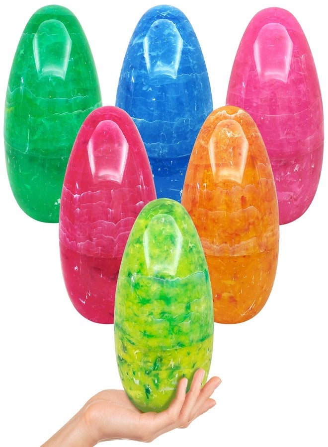 Aviski 6Pcs 7.3" Jumbo Marble-Like Giant Plastic Easter Eggs for Kids Egg Hunt Basket Bag Large Empty Stuffers Fillers, Toys Filling Treats & Easter Theme Party Supplies Favor - Image 1