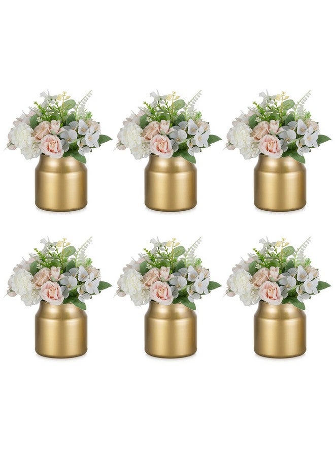 NUPTIO Gold Vase Small Centerpiece: 6 Pcs 4.2" Metal Table Centerepieces - Short Flower Vase For Wedding Christmas Birthday Party Decorations - Image 1