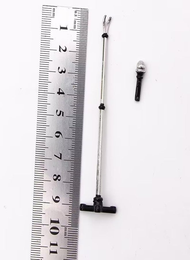 GOUDOGEDC 1/12 Dollhouse Miniature Accessories,Metal Microphone with Stand,Music Room Recording Room Studio Decoration Décor - Image 3