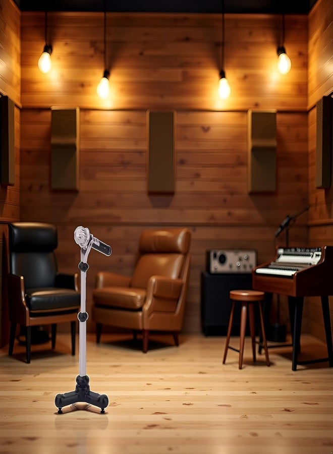 GOUDOGEDC 1/12 Dollhouse Miniature Accessories,Metal Microphone with Stand,Music Room Recording Room Studio Decoration Décor - Image 5