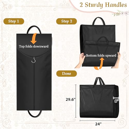 KEETDY 72" Wedding Dress Garment Bag for Travel with 4" Gusseted Long Hanging Dress Bags for Gowns for Women Garment Cover Clothes Storage for Closet, Black - Image 5