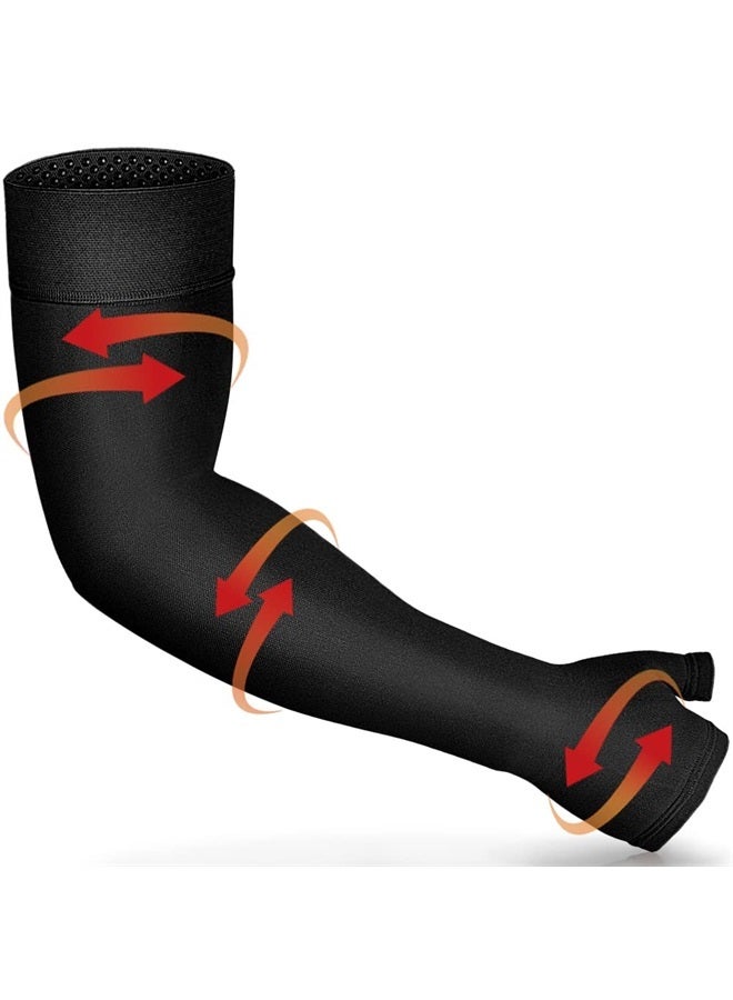 Ailaka Lymphedema Compression Arm Sleeve（Single） with Gauntlet for Men Women - 20-30 mmHg Medical Compression Arm Sleeve Full Arm Support Brace For Pain Relief, Swelling, Edema, Post Surgery Recovery - Image 1