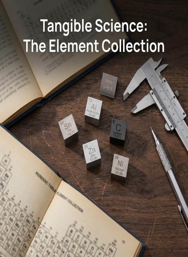 Baluue Educational Stem Element Cubes Set of 6 Tin Titanium Aluminum Zinc Nickel Carbon 0.39 Inch Density Metal Sample Blocks for Science Classroom Teaching and Office Desk Decor - Image 5