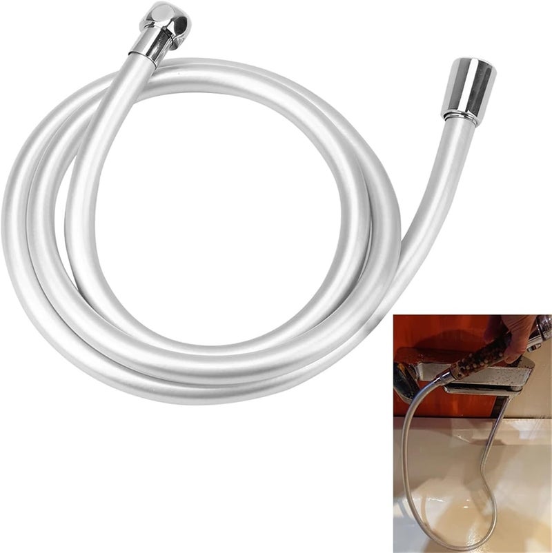 Shower Hose Shower Hose Replacement, PVC Handheld Silver 1.2 .5 .0 Meter Universal Interface GI2(2.0M) - Image 3