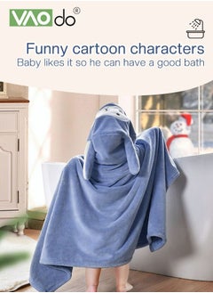 VAOdo Baby Kids Bath Towel Thick Coral Fleece Fast Absorbent Bathrobe Cloak Can be Worn in All Seasons Suitable for Beach Swimming Bathing 88*150cm±2cm Navy Blue  - Image 4