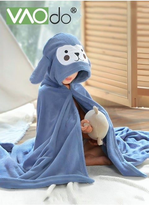 Baby Kids Bath Towel Thick Coral Fleece Fast Absorbent Bathrobe Cloak Can be Worn in All Seasons Suitable for Beach Swimming Bathing 88*150cm±2cm Navy Blue