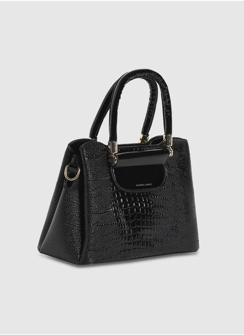 صوص هاوت Structured Croc Handbag - Black