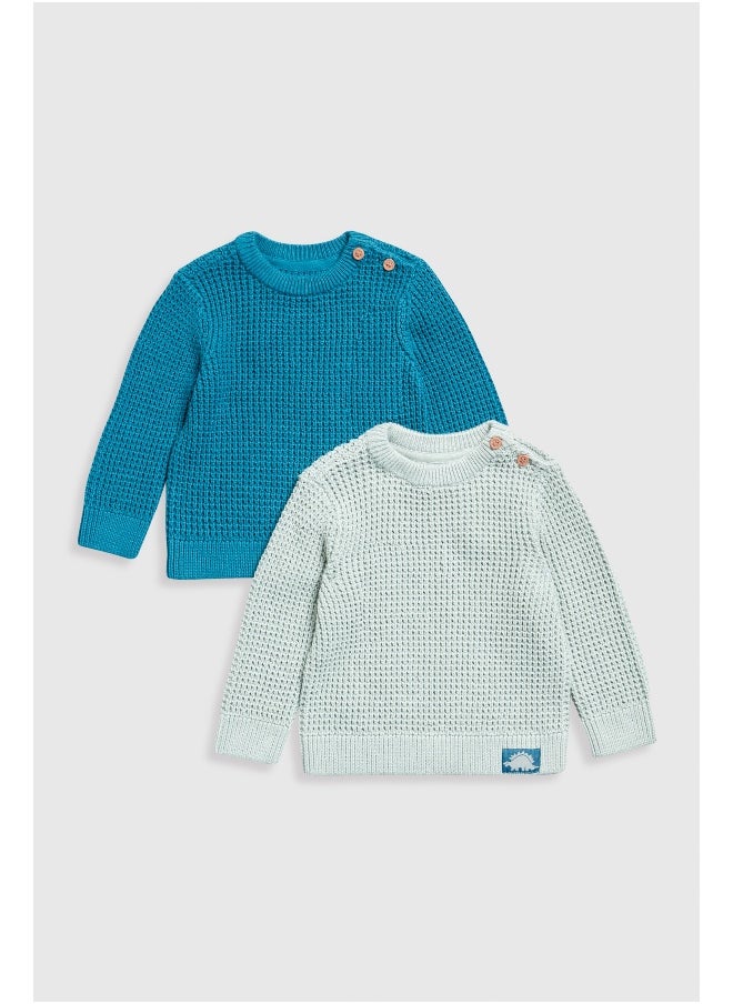 mothercare Waffle Knitted Jumpers - 2 Pack  - Image 2