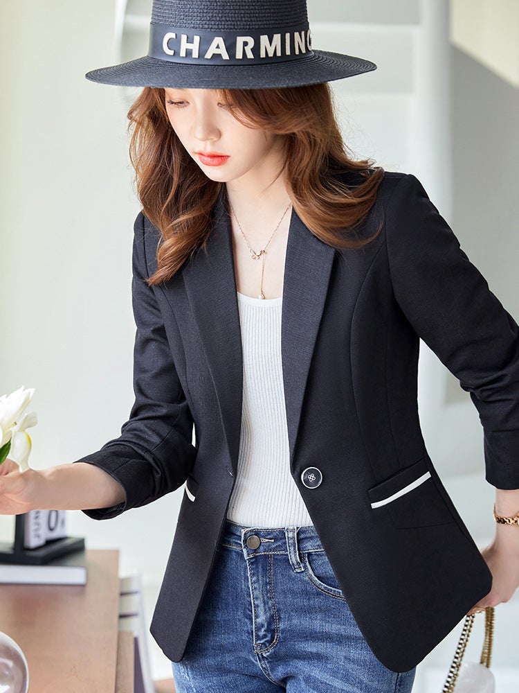 All-Match Black Small Suit Jacket Women'S 2023 New High-End Sense Casual Suit High-End Western-Style Slim-Fit Top - Image 3